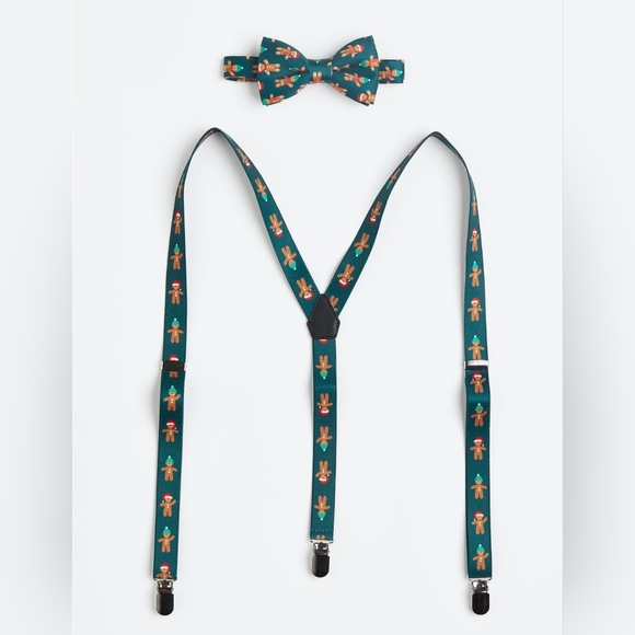 NWT Christmas Bow Tie and Suspender Set - Picture 2 of 4